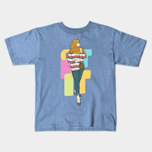 Girl In Colorfull Outfit Kids T-Shirt